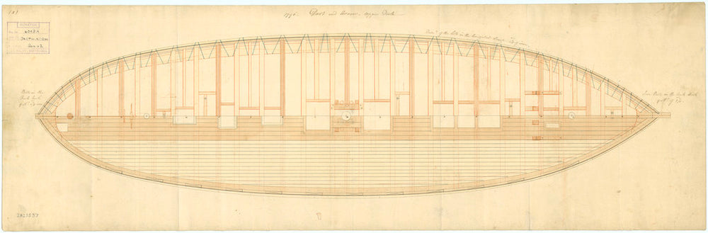 Upper deck plan for 'Arrow' (1796)