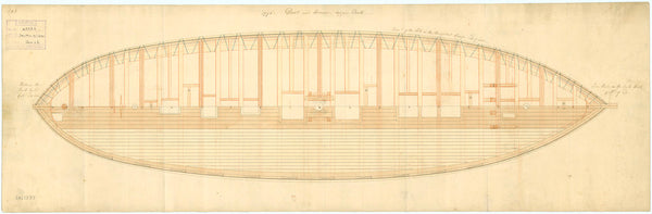 Upper deck plan for 'Arrow' (1796)