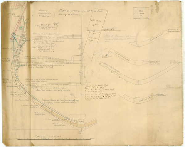 Midship section plan for HMS 'Alarm' (1845)