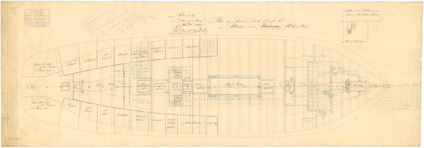 Lower deck plan for HMS 'Alarm' (1845)