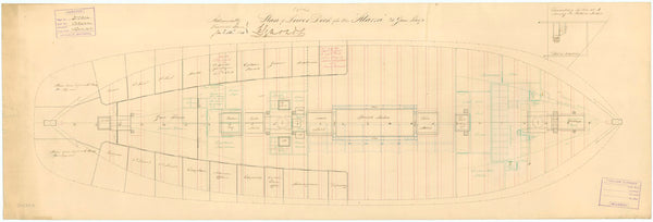 Lower deck plan for HMS 'Alarm' (1845)