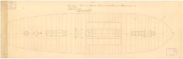 Deck, quarter & forecastle plan for HMS 'Alarm' (1845)