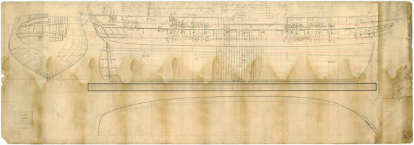 Lines plan for HMS 'Alarm' (1845)
