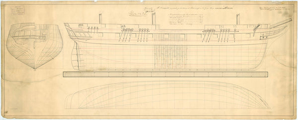 Lines plan for HMS 'Alarm' (1845)