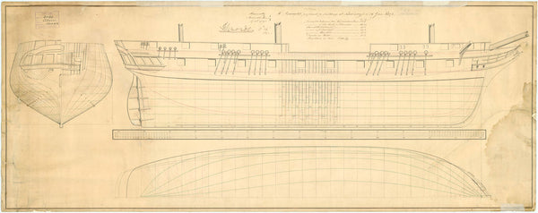 Lines plan for HMS 'Alarm' (1845)