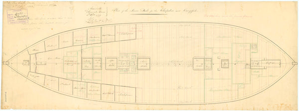 Lower deck plan for HMS 'Cleopatra' (1835)