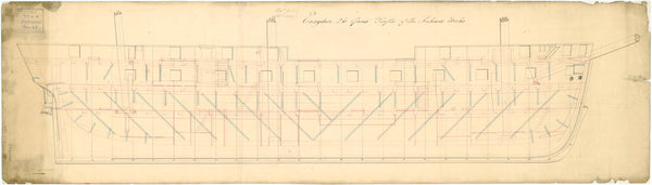 Inboard profile plan for HMS 'Eurydice' (1843)