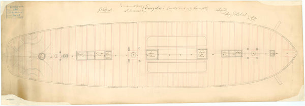 Deck, quarter & forecastle plan for HMS 'Eurydice' (1843)