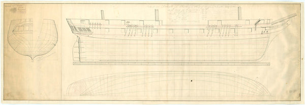 Lines plan for HMS 'Eurydice' (1843)