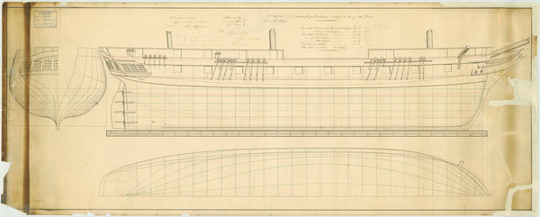 Lines plan for HMS 'Eurydice' (1843)