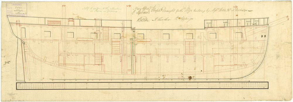 Inboard profile plan for Wye (1814)