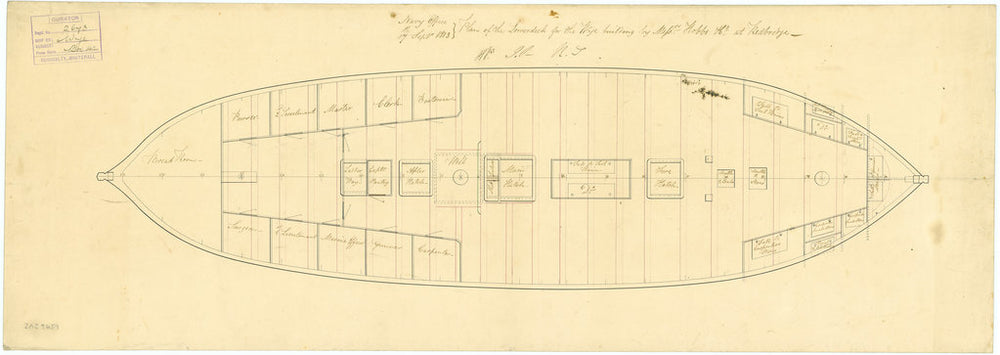 Lower deck plan for Wye (1814)