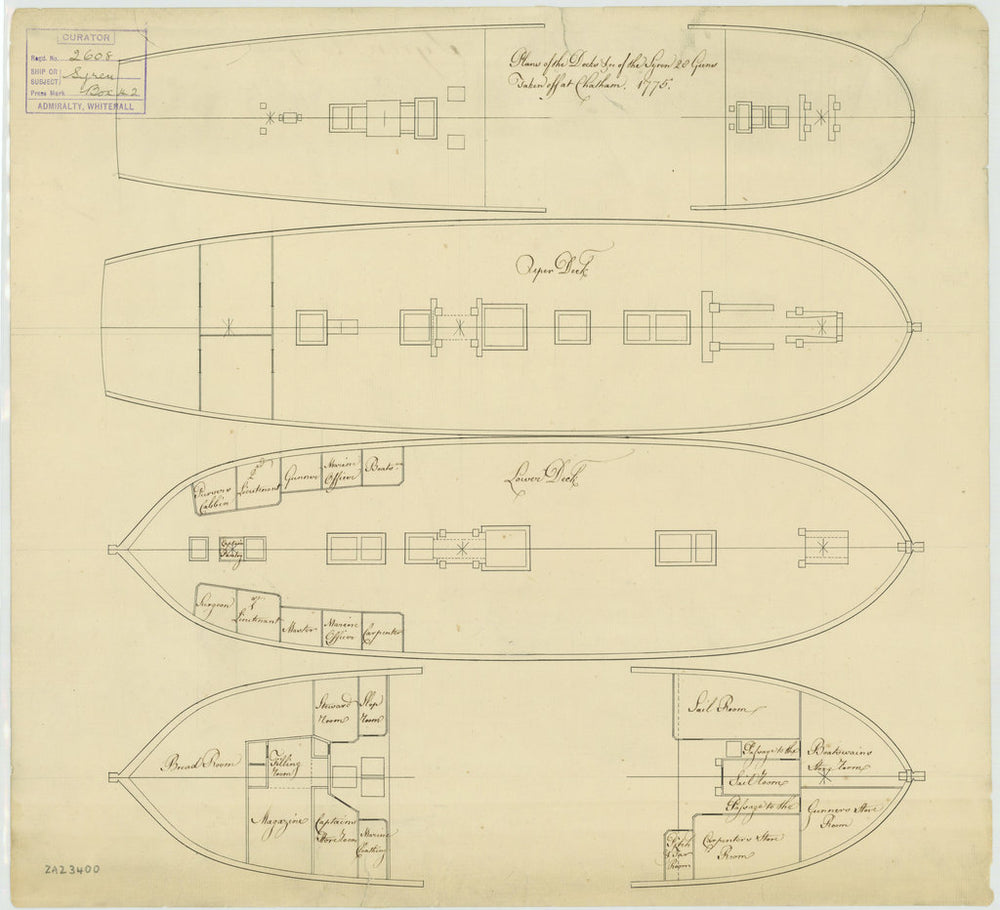 Decks plan for Siren/Syren (1773)