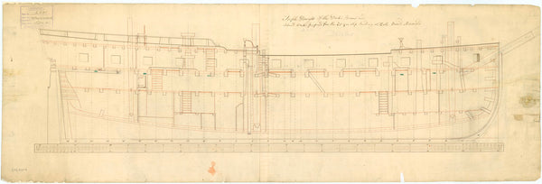 Plan showing the Inboard profile plan for Mermaid (1761) and later for Hussar (1763) and Soleby (1763)