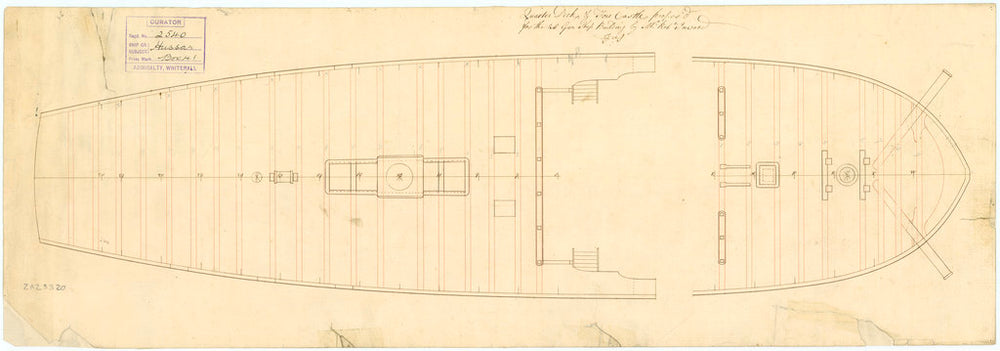 . Plan showing the quarter deck and forecastle as proposed for Hussar (1763)