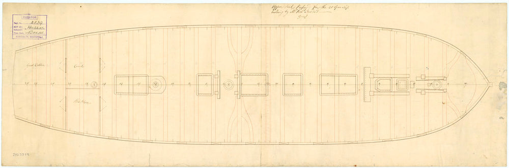 Upper deck plan for the Hussar (1763)