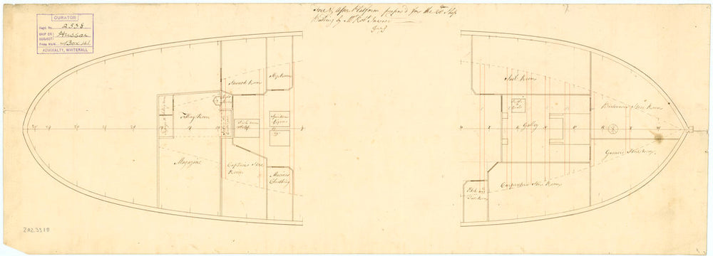 Plan showing the fore & aft platform as proposed for Hussar (1763)