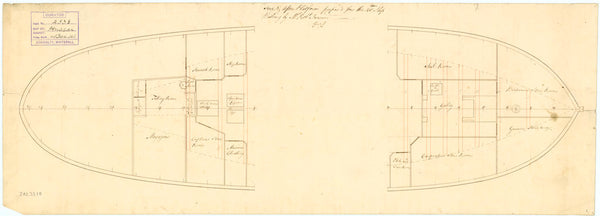 Plan showing the fore & aft platform as proposed for Hussar (1763)