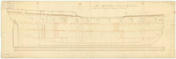 Inboard profile plan of 'Squirrel' (1785)