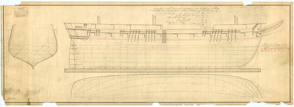 Lines plan for HMS 'Andromache' (1832)