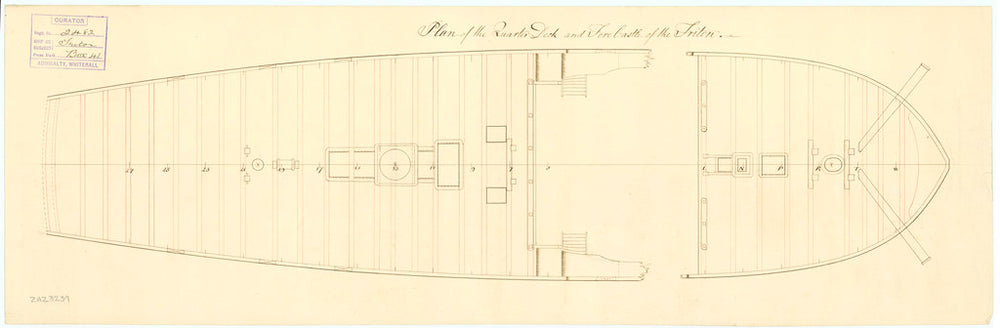 Plan of quarter deck and forecastle for Triton (1771)