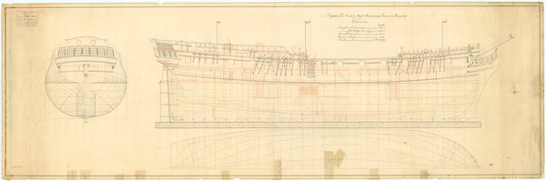 Lines and profile plan for 'Orpheus' (1773)