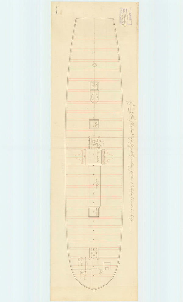 Middle deck plan for HMS 'Abundance' (1799)