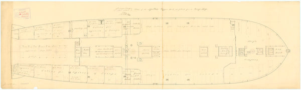 Upper deck plan of HMS 'Apollo' (1805)