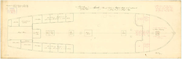 Upper deck plan for HMS 'Apollo' (1805)