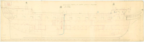 Inboard profile plan of HMS 'Apollo' (1805)