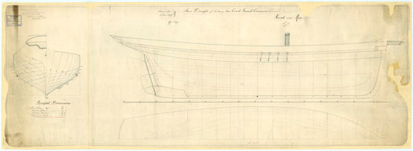 Sheer Draught plan for two Coast Guard Cruisers 'Hind' and 'Rose'