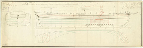 Lines and profile plan of 'Convulsion' (1804)