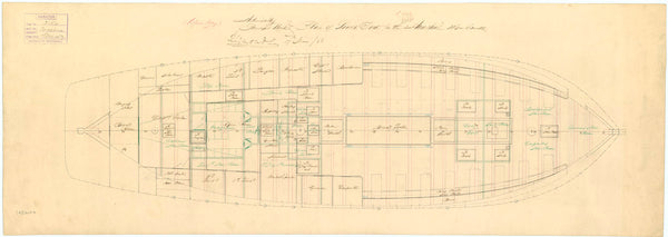 Lower deck plan for HMS 'Arachne' (1847)