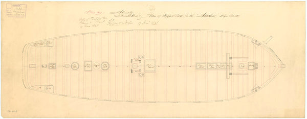 Upper deck plan for HMS 'Arachne' (1847)