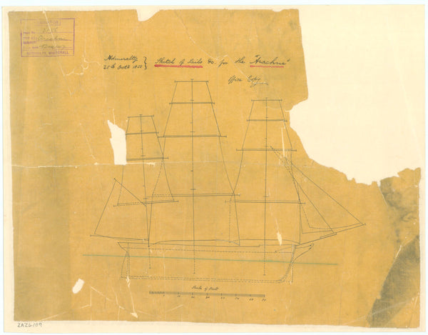 Sail plan for HMS 'Arachne' (1847)