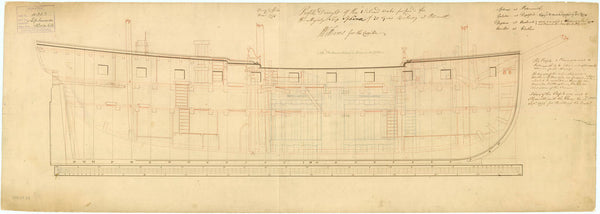 Inboard profile plan of the 'Sphinx' (1775)