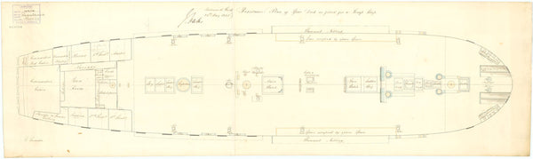 Spar deck plan for HMS 'Resistance' (1805) as fitted for a Troop Ship