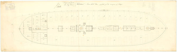 Lower deck plan for HMS 'Resistance' (1805) as fitted for a Troopship