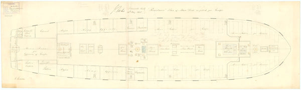 Main deck plan for HMS 'Resistance' (1805) as fitted for a Troopship