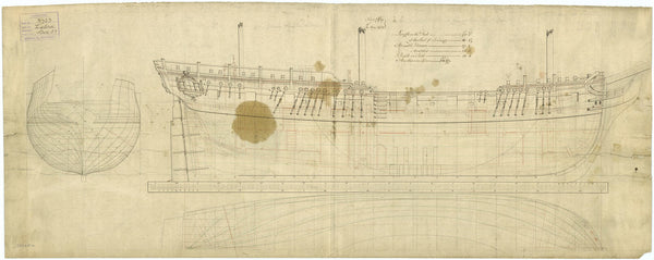 Lines & Profile plan for HMS 'Zebra' (1780)