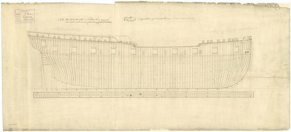Frame plan for HMS 'Zebra' (1780)