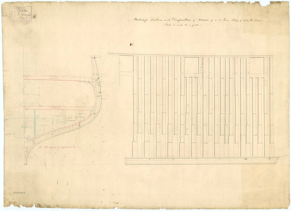 Midship section plan for a 12 gun Brig 'Espiegle' (1844)