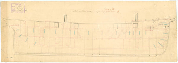 Inboard profile plan for HMS 'Espiegle' (1844) a 12 gun brig