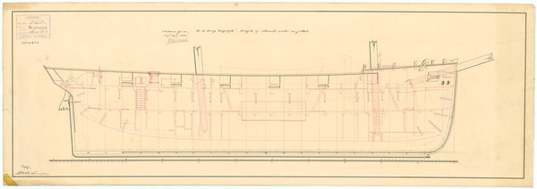 Inboard profile plan for HMS 'Espiegle' (1844)