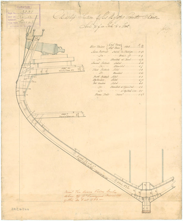 Midship section for HMS 'Rover'