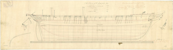 Lines plan for HMS 'Rover' (1832)