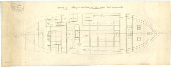 Lower deck plan for HMS 'Rover' (1832)