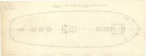 Upper deck plan for HMS 'Rover' (1832)