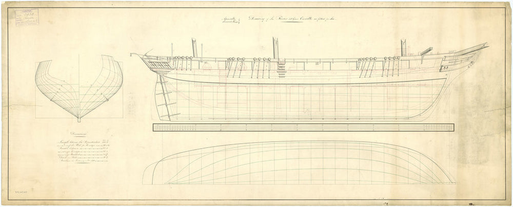 Lines & Profile plan for HMS 'Rover' (1832)