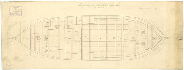 Lower deck plan for HMS 'Rover' (1832)